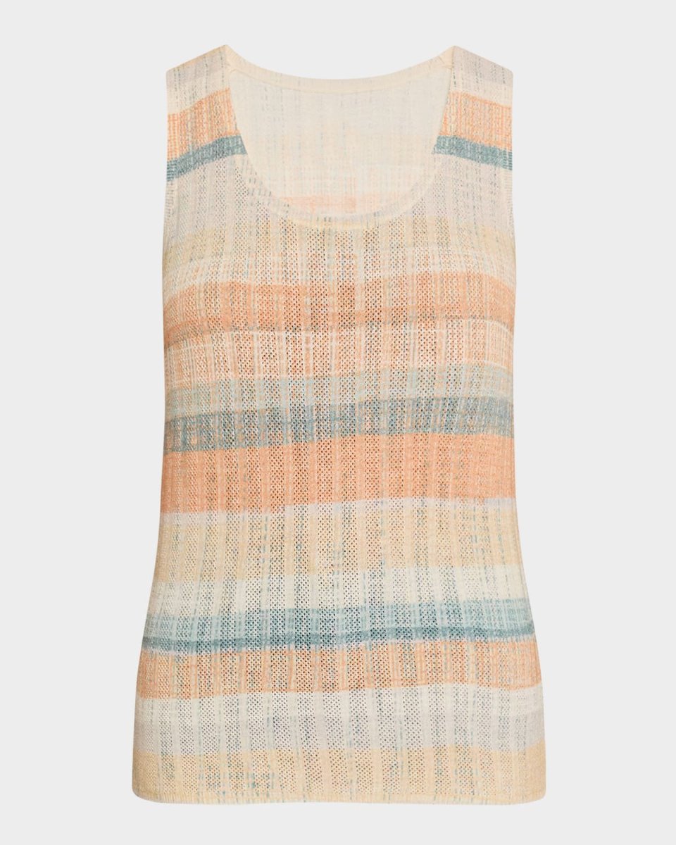 Superfine Cashmere Striped Pointelle Tank